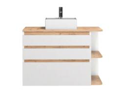 Vente-unique Wall-Hung Bathroom Unit With Single Basin - Light Natural & White in Light Oak - thumbnail 2