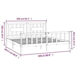 Berkfield Home Bed Frame with Headboard Black Solid Wood Pine 200x200 cm - thumbnail 6