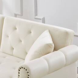 STILVORA 2-Seater Sofa Bed with Adjustable Backrest & Storage in Cream - thumbnail 9