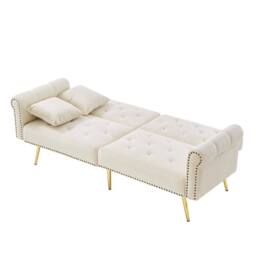 STILVORA 2-Seater Sofa Bed with Adjustable Backrest & Storage in Cream - thumbnail 6