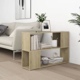Berkfield Home Decorative Book Cabinet Sonoma Oak 100x24x63 cm Engineered Wood in Light Brown - Size: 100 x 24 x 63 cm - thumbnail 6
