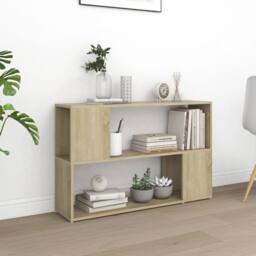 Berkfield Home Decorative Book Cabinet Sonoma Oak 100x24x63 cm Engineered Wood in Light Brown - Size: 100 x 24 x 63 cm - thumbnail 2