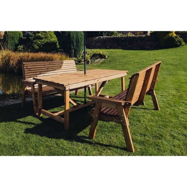Churnet Valley Garden Furniture Ltd Valley Set 2X2B Table - L220 x W180 x H95 cm - Min. Assembly Required in Brown - image 1