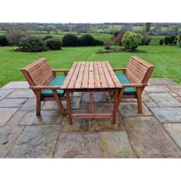 Churnet Valley Garden Furniture Ltd Valley Set 2X2B Table - L220 x W180 x H95 cm - Min. Assembly Required in Brown - thumbnail 3