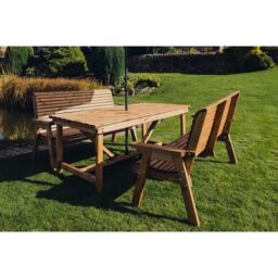 Churnet Valley Garden Furniture Ltd Valley Set 2X2B Table - L220 x W180 x H95 cm - Min. Assembly Required in Brown - thumbnail 1