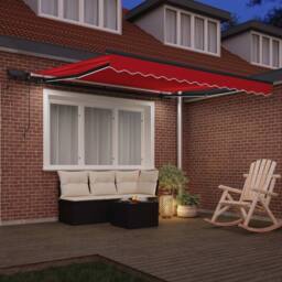 Berkfield Home Manual Retractable Awning with LED Red 350x250 cm - thumbnail 4
