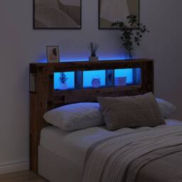 Berkfield Home LED Headboard Old Wood 140x18.5x103.5 cm Engineered Wood in Brown - thumbnail 2