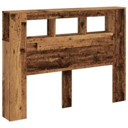 Berkfield Home LED Headboard Old Wood 140x18.5x103.5 cm Engineered Wood in Brown - thumbnail 3