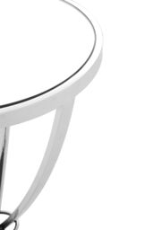Orsina Chrome Pinched Round Side Table, Mirrored Glass Top with Silver Finish, Bow-Shaped Metal Legs, Accent Table - thumbnail 3