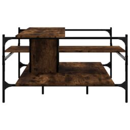 Berkfield Home Coffee Table Smoked Oak 100x100x48.5 cm Engineered¬†Wood in Brown - thumbnail 6