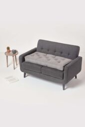 Homescapes Cotton 2 Seater Booster Cushion in Charcoal - thumbnail 6