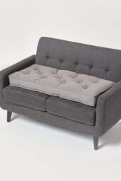 Homescapes Cotton 2 Seater Booster Cushion in Charcoal