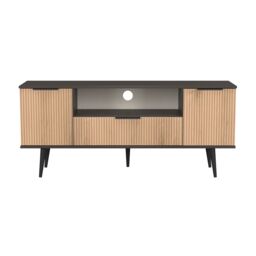 Ready Assembled 2 U Fuji 2 Door 1 Drawer Wide TV Unit (Ready Assembled) in Grey - thumbnail 2