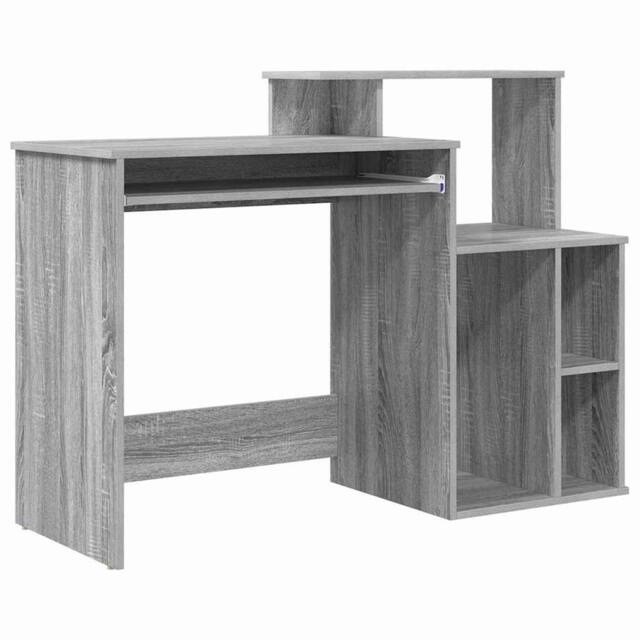 Berkfield Home Desk with Storage Grey Sonoma 120.5x44x88.5 cm Engineered Wood - image 1