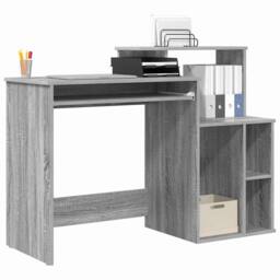 Berkfield Home Desk with Storage Grey Sonoma 120.5x44x88.5 cm Engineered Wood - thumbnail 3