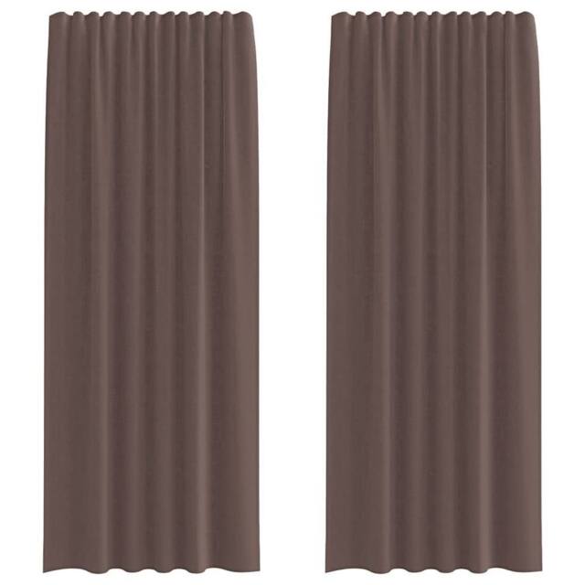 Berkfield Home Voile Curtains with Rod Pockets 2 pcs Brown - image 1