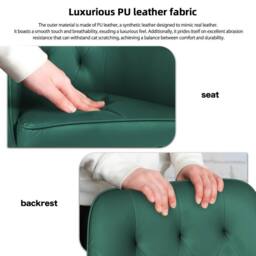 FURNITURE ONE Upholstered Dining Chairs Set of 2, PVC Leather in Dark Green - Size: 2 Seater - thumbnail 4