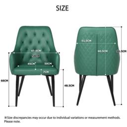 FURNITURE ONE Upholstered Dining Chairs Set of 2, PVC Leather in Dark Green - Size: 2 Seater - thumbnail 7