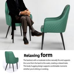 FURNITURE ONE Upholstered Dining Chairs Set of 2, PVC Leather in Dark Green - Size: 2 Seater - thumbnail 5