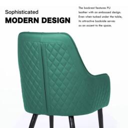 FURNITURE ONE Upholstered Dining Chairs Set of 2, PVC Leather in Dark Green - Size: 2 Seater - thumbnail 2