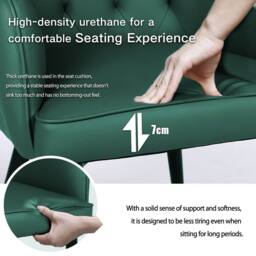 FURNITURE ONE Upholstered Dining Chairs Set of 2, PVC Leather in Dark Green - Size: 2 Seater - thumbnail 3