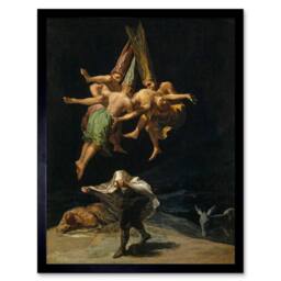 "Artery8 Goya The Witches' Flight Old Master Home Decor 12x16"" Framed Art Print in Brown - Size: W12"" x H16""" - thumbnail 1