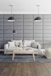 Aspire EasyMount Wall Mounted Upholstered Panels, Modular DIY Headboard in Saxon Twill Fabric (Pack of 2) in Grey - thumbnail 4