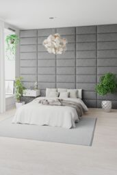 Aspire EasyMount Wall Mounted Upholstered Panels, Modular DIY Headboard in Saxon Twill Fabric (Pack of 2) in Grey - thumbnail 2