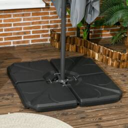 OUTSUNNY Set of 4 Banana Parasol Base Stand Water or Sand Filled Weights in Black - thumbnail 1