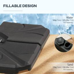 OUTSUNNY Set of 4 Banana Parasol Base Stand Water or Sand Filled Weights in Black - thumbnail 5