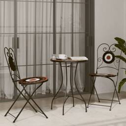 Berkfield Home Beautiful Bistro Chairs Foldable 2 pcs Terracotta & White Ceramic