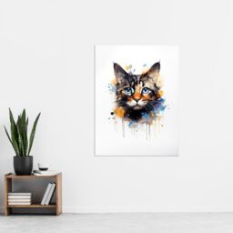 "Artery8 Wall Art Print Tortoiseshell Cat Lovers Gift Watercolour Pet Portrait Painting Artwork Poster - Size: W24"" x H32""" - thumbnail 4