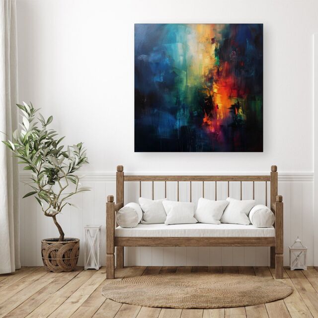 "Warren Reed - Designer Colourful Chaos: Urban Dreamscape Canvas - Size: W30"" x H30""" - image 1