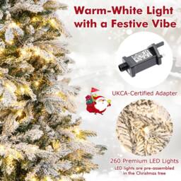 Gymax 6 FT Pre-Lit Flocked Christmas Tree With 1415 Branch Tips 260 Lights in Green - thumbnail 5