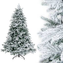 Gymax 6 FT Pre-Lit Flocked Christmas Tree With 1415 Branch Tips 260 Lights in Green - thumbnail 2