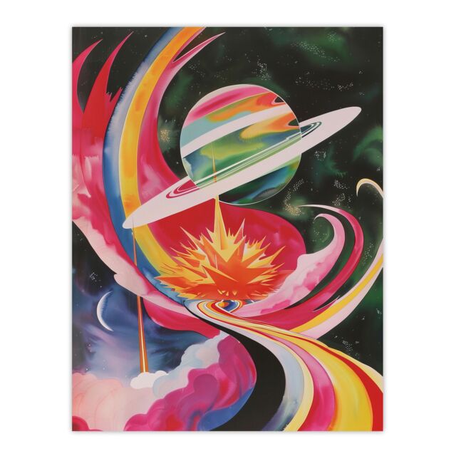 "Artery8 Abstract Colourful Planet in Space Artwork Galaxy Wall Art Print - Size: W18"" x H24""" - image 1