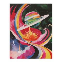 "Artery8 Abstract Colourful Planet in Space Artwork Galaxy Wall Art Print - Size: W18"" x H24""" - thumbnail 1
