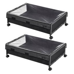 VOGREX 48L Black Wheeled Under Bed Storage Box Metal Frame With Lid - thumbnail 1