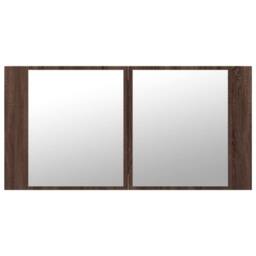 Berkfield Home LED Bathroom Mirror Cabinet Brown Oak 90x12x45 cm Acrylic - Size: 90 x 12 x 45 cm - thumbnail 7