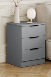 HD Designs Trega 3 Drawer Bedside Chest Table Space Saving Storage in Grey - thumbnail 1