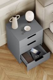 HD Designs Trega 3 Drawer Bedside Chest Table Space Saving Storage in Grey - thumbnail 7