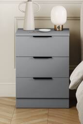 HD Designs Trega 3 Drawer Bedside Chest Table Space Saving Storage in Grey - thumbnail 3