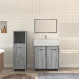 Berkfield Home 3 Piece Bathroom Furniture Set Grey Sonoma Engineered Wood - thumbnail 1