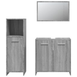 Berkfield Home 3 Piece Bathroom Furniture Set Grey Sonoma Engineered Wood - thumbnail 5