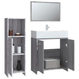 Berkfield Home 3 Piece Bathroom Furniture Set Grey Sonoma Engineered Wood - thumbnail 4