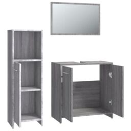 Berkfield Home 3 Piece Bathroom Furniture Set Grey Sonoma Engineered Wood - thumbnail 6
