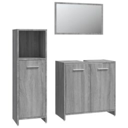 Berkfield Home 3 Piece Bathroom Furniture Set Grey Sonoma Engineered Wood - thumbnail 2