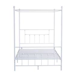 SquareBoxx Charlotte Double Four Poster Metal Bed Frame with Metal Slats in White - thumbnail 5