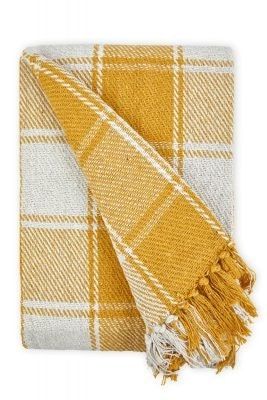 New Edge Blinds Comfy Check Collection Cotton Throw in Yellow - Size: 127 cm x 152 cm - image 1