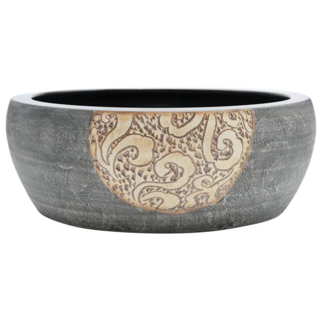 Berkfield Home Countertop Basin Black & Brown Round Œ¶41x14 cm Ceramic - Size: 41x14 cm - image 1